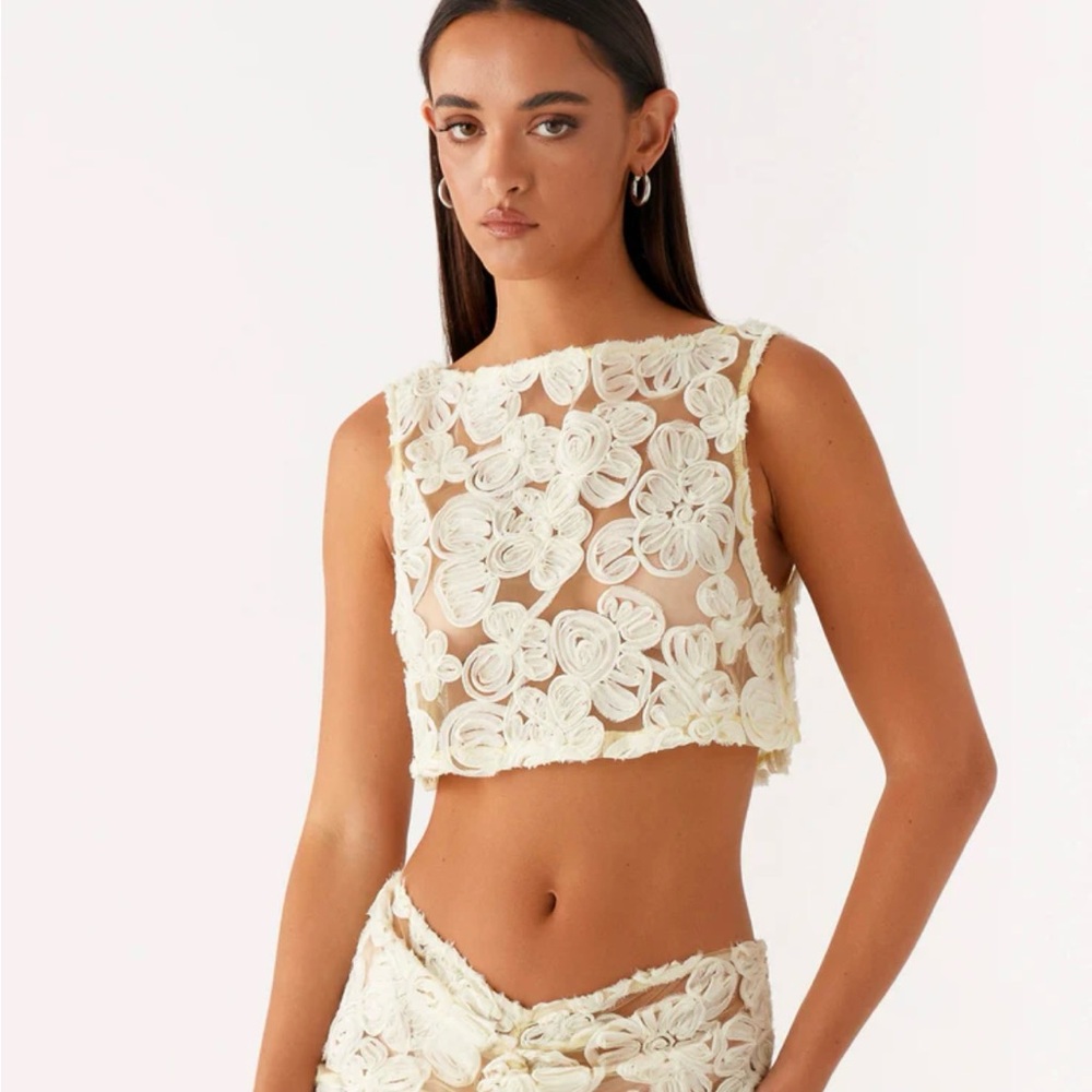 Peppermayo Cream Floral Lace Blouse